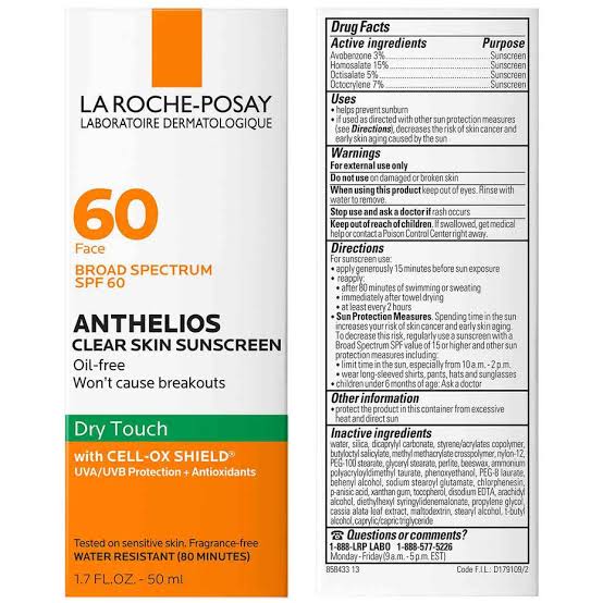 La Roche-Posay Anthelios Clear Skin Oil Free Sunscreen SPF 60 - 50 ml BEAUTYiNPK